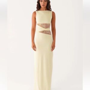 Peppermayo Karma Maxi Dress XS size 2 NWT light yellow.
